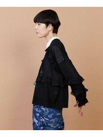 【FRAPBOIS】シアーフリル カーディガン 詳細画像 ブラック 10