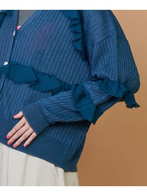 【FRAPBOIS】シアーフリル カーディガン 詳細画像 ブラック 4