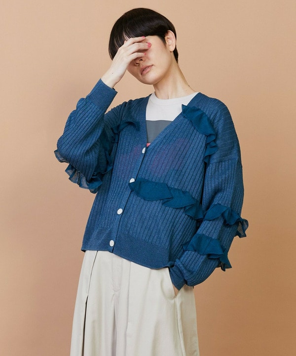 【FRAPBOIS】シアーフリル カーディガン