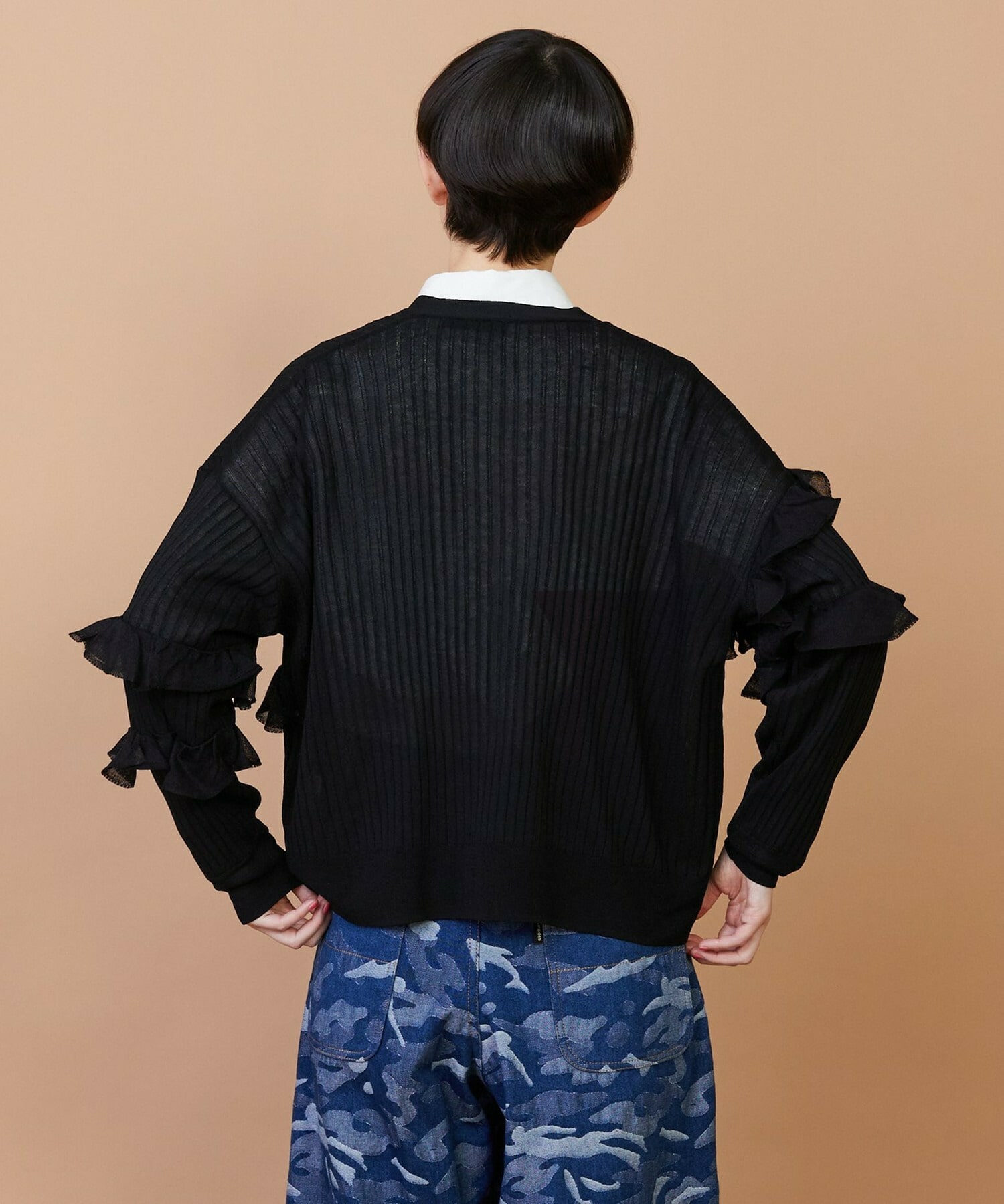 【FRAPBOIS】シアーフリル カーディガン 詳細画像 ブラック 11