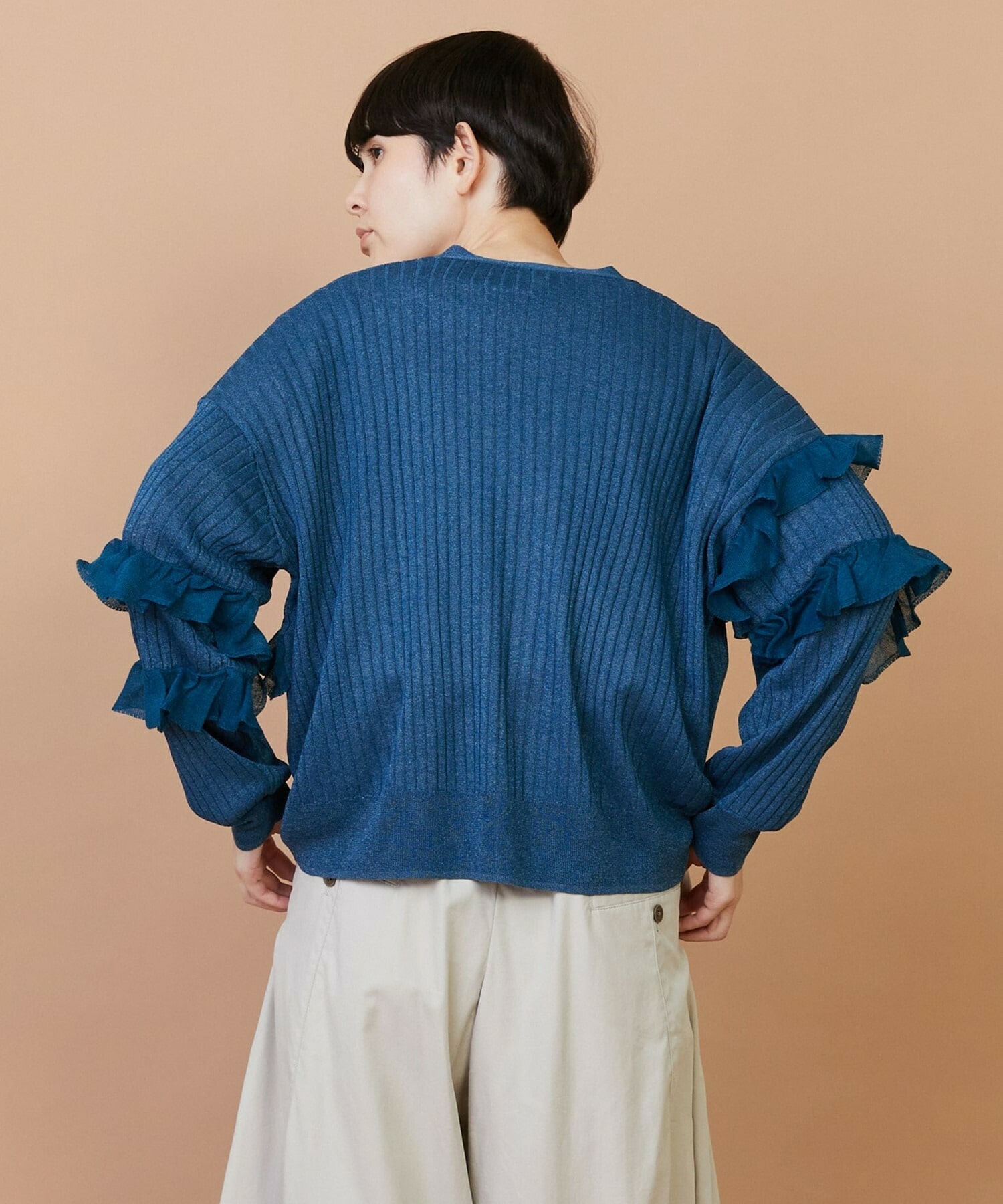 【FRAPBOIS】シアーフリル カーディガン 詳細画像 ブラック 2