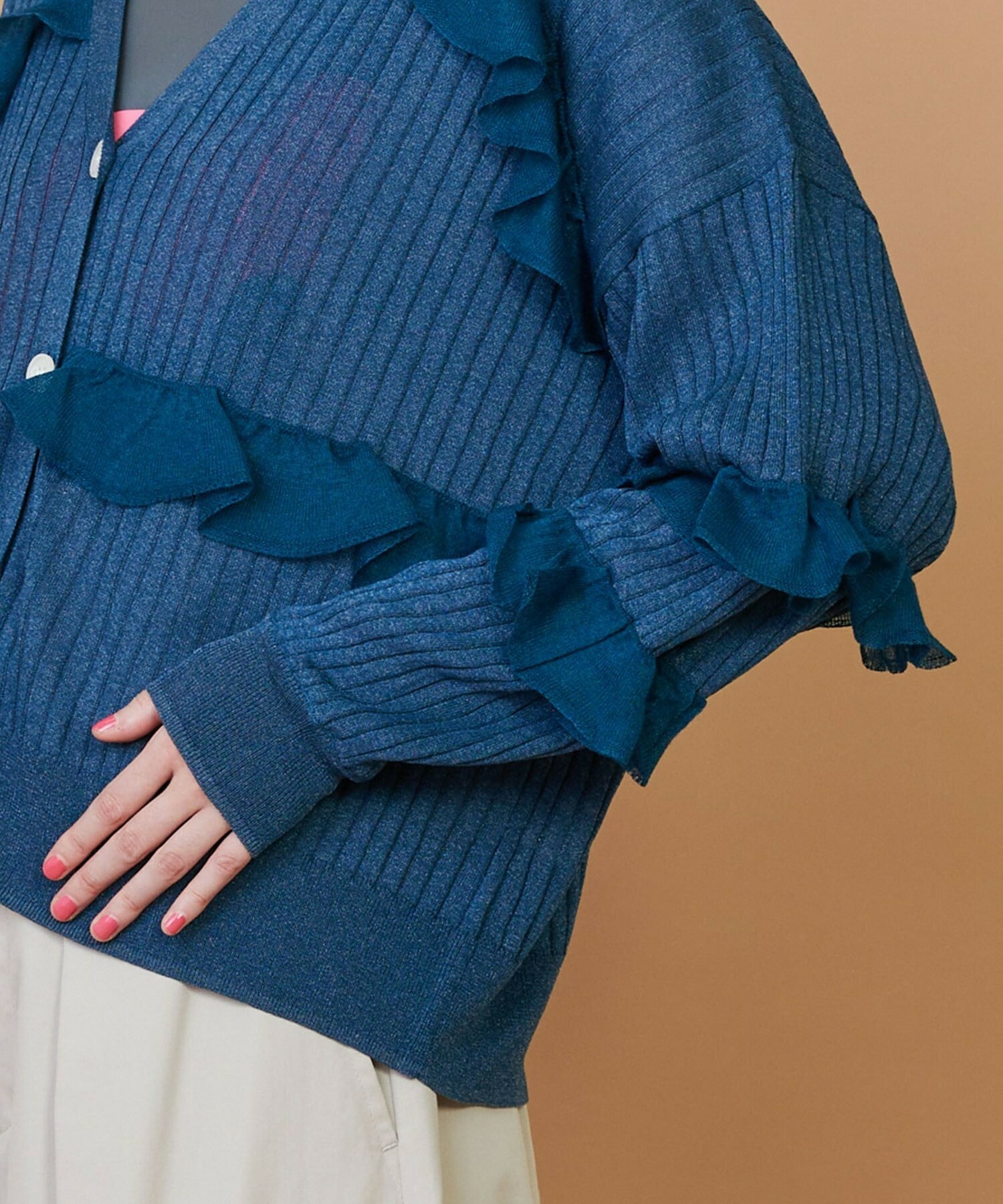 【FRAPBOIS】シアーフリル カーディガン 詳細画像 ブラック 4