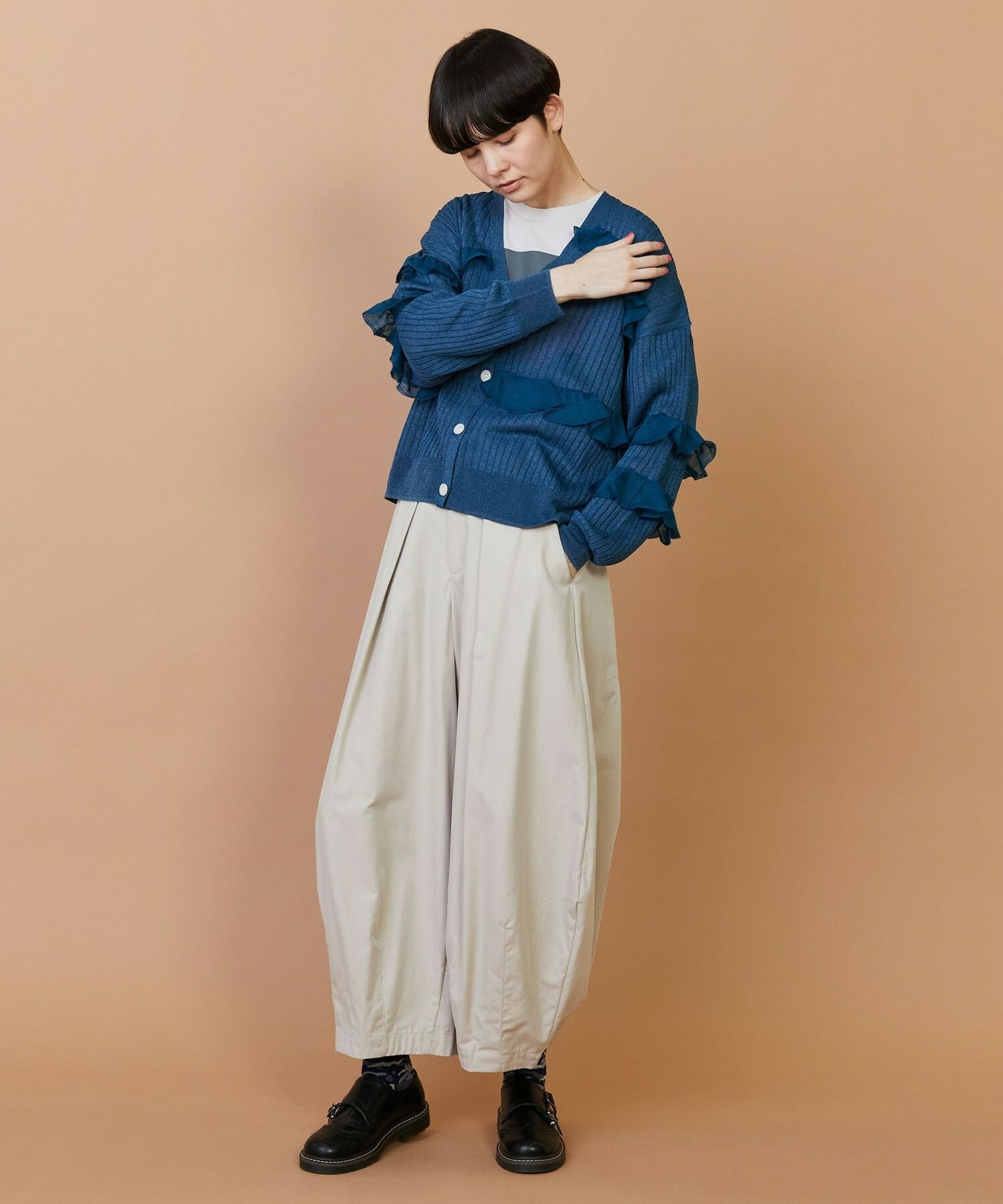 【FRAPBOIS】シアーフリル カーディガン 詳細画像 ブラック 7