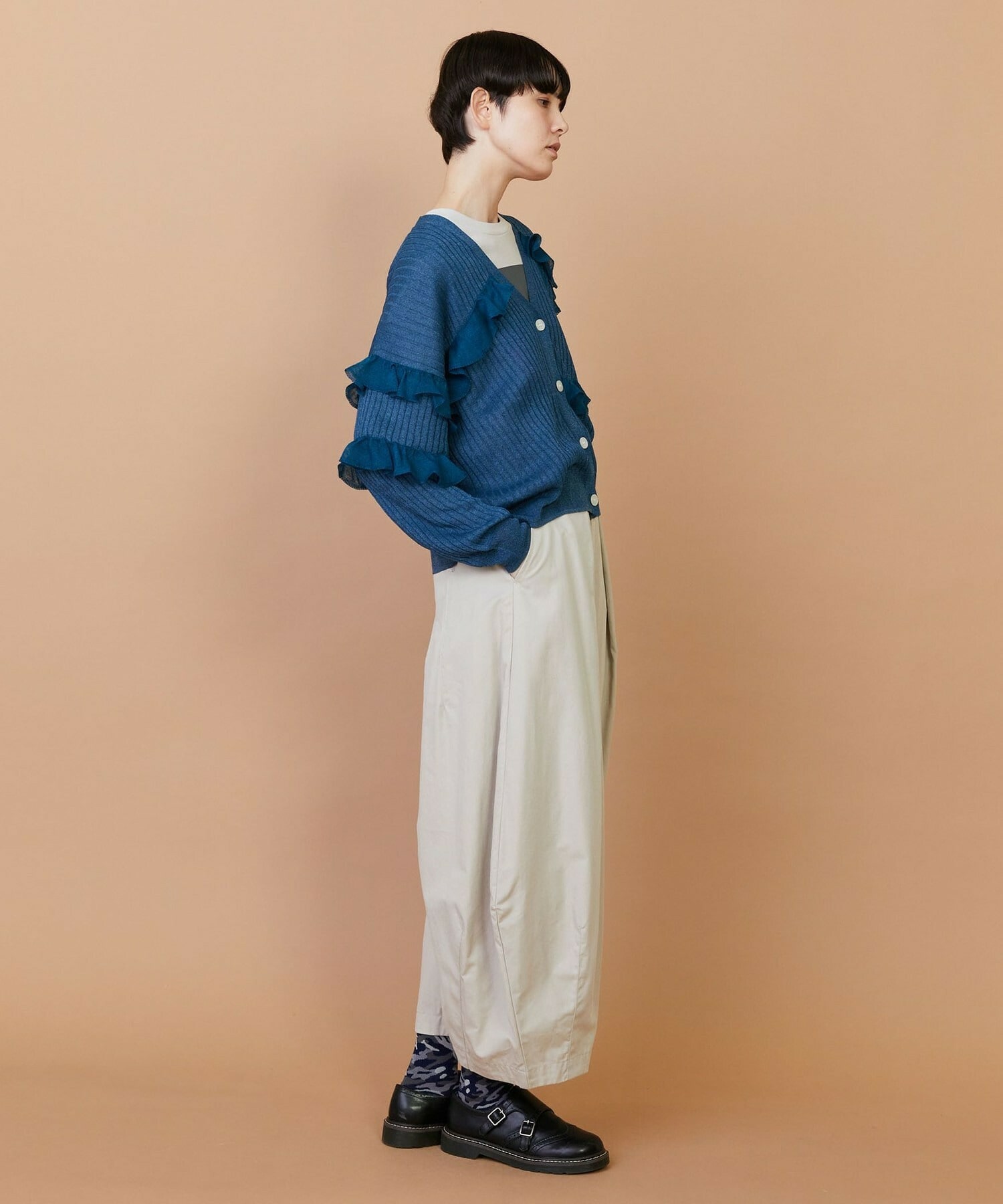 【FRAPBOIS】シアーフリル カーディガン 詳細画像 ブラック 8