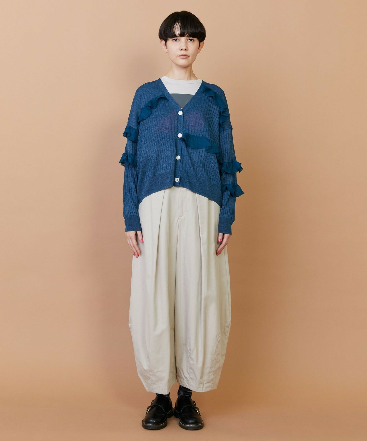 【FRAPBOIS】シアーフリル カーディガン 詳細画像 ブラック 9