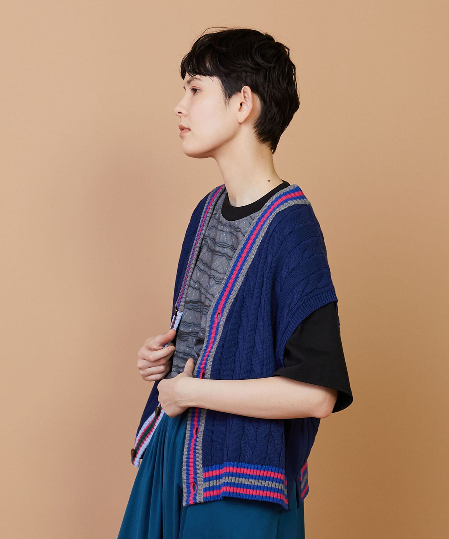 【FRAPBOIS】ラインケーブル ベスト 詳細画像 オフホワイト 1