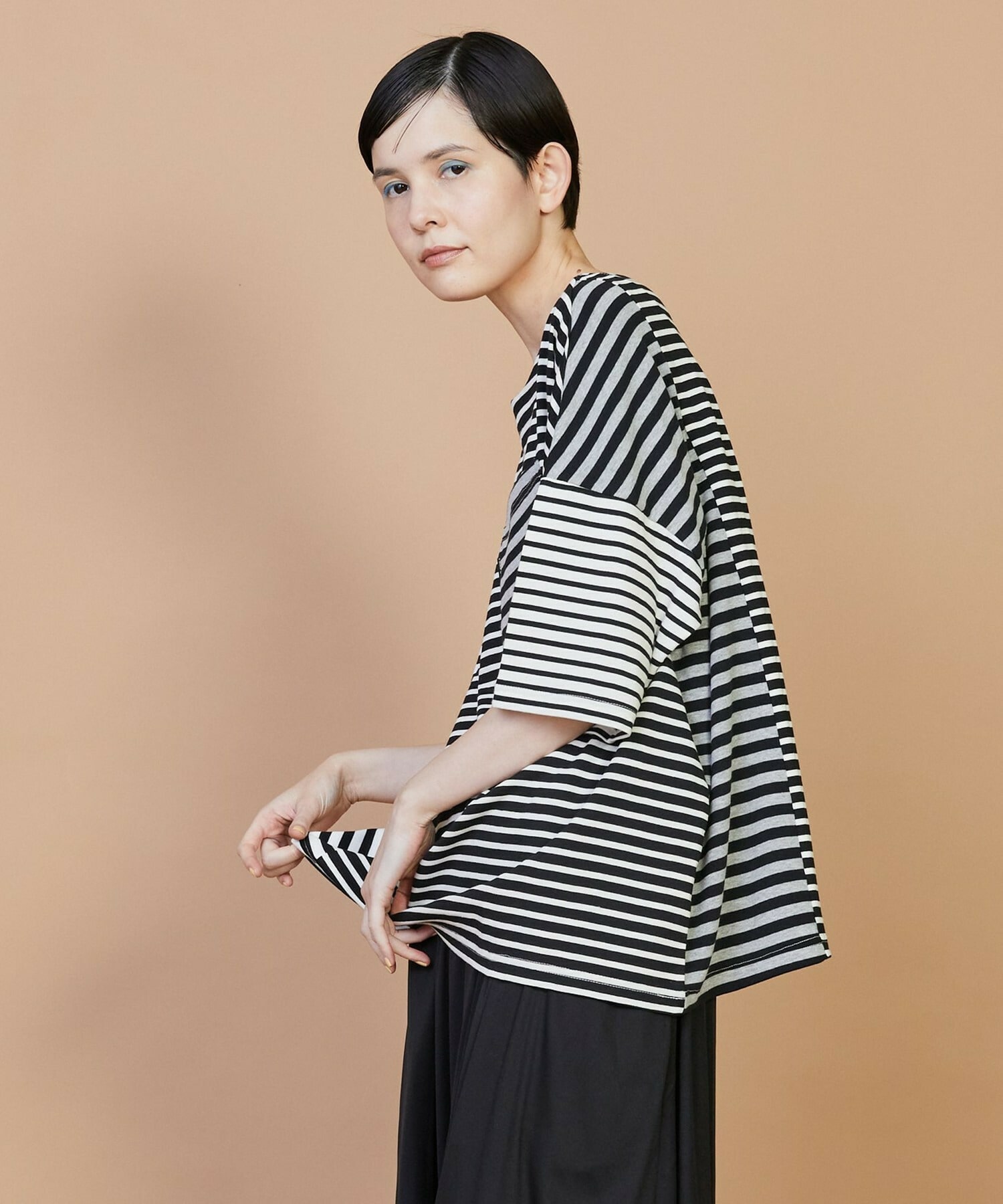 【FRAPBOIS】クワトロボーダー カットソー 詳細画像 ブラック 14