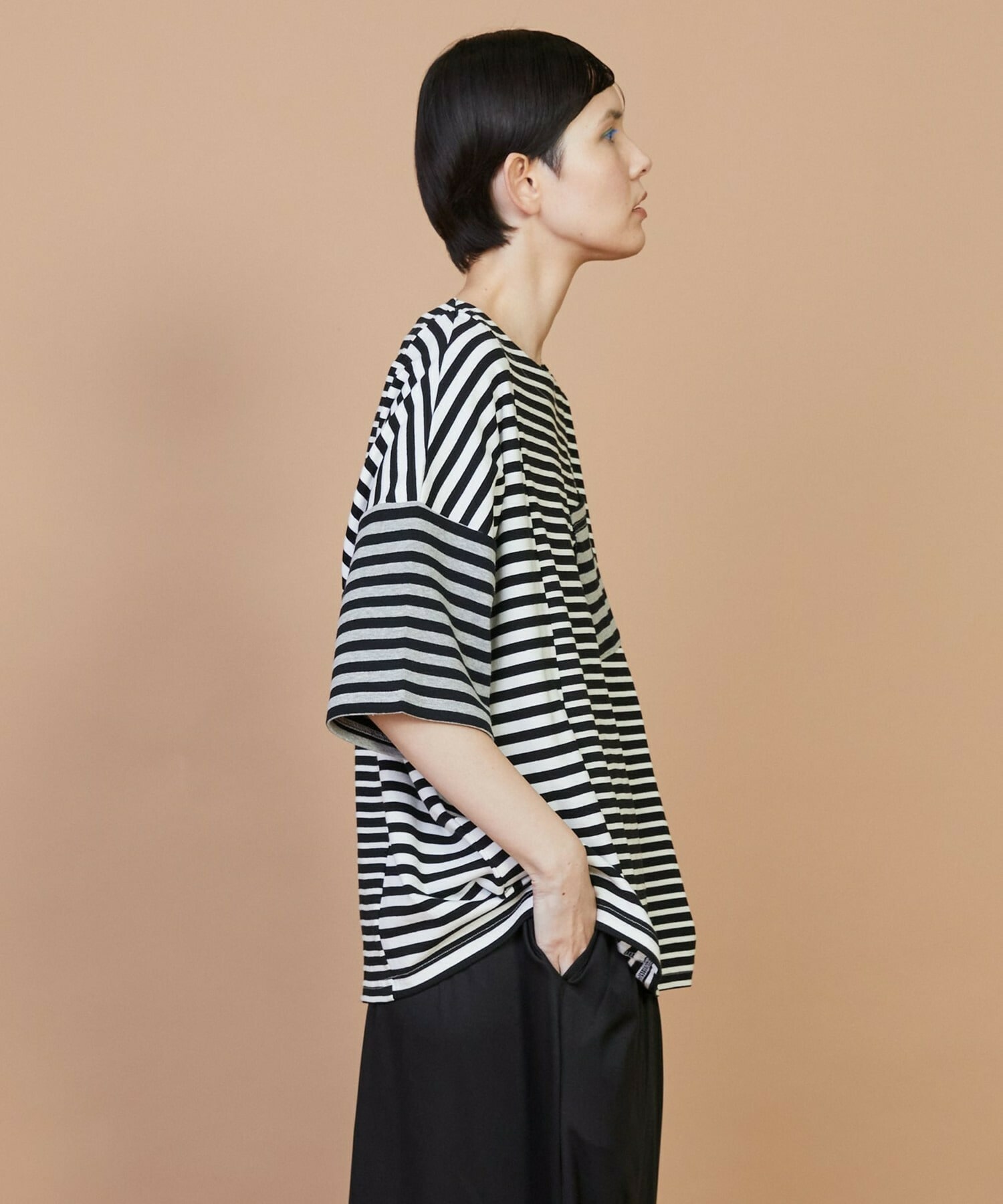 【FRAPBOIS】クワトロボーダー カットソー 詳細画像 ブラック 16