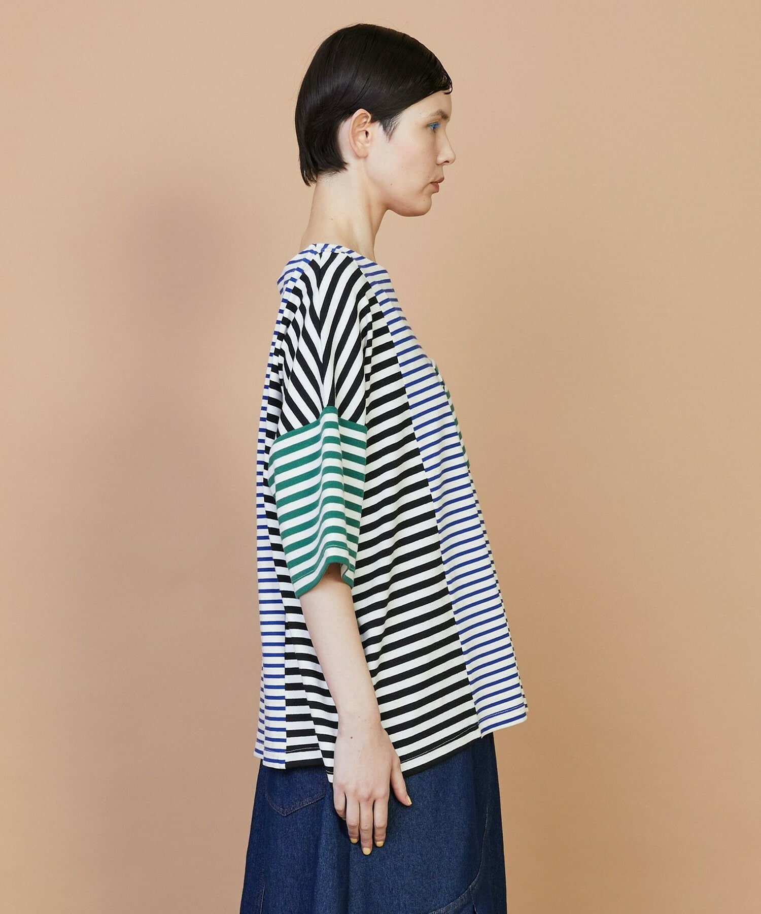 【FRAPBOIS】クワトロボーダー カットソー 詳細画像 ブラック 3