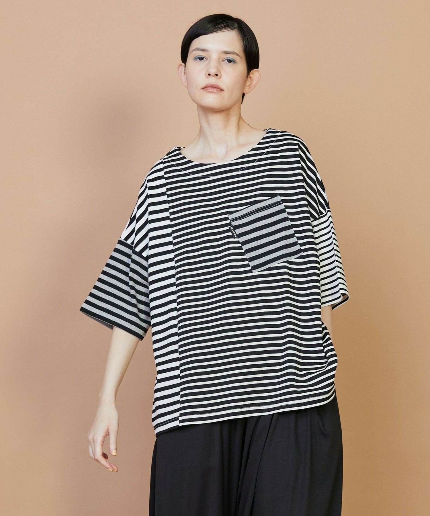 【FRAPBOIS】クワトロボーダー カットソー 詳細画像 ブラック 1