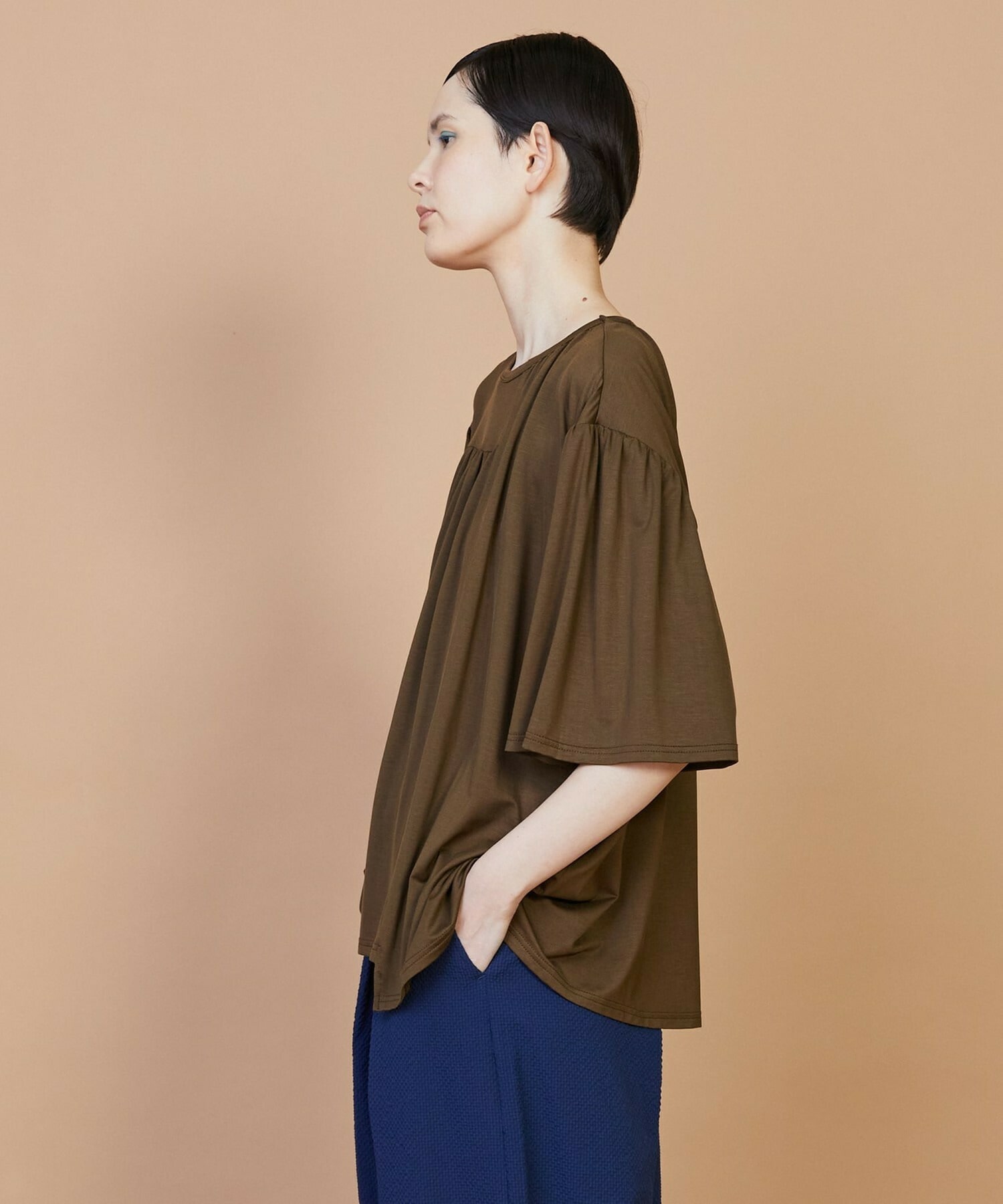 【FRAPBOIS】パネルギャザー カットソー 詳細画像 ブラック 1