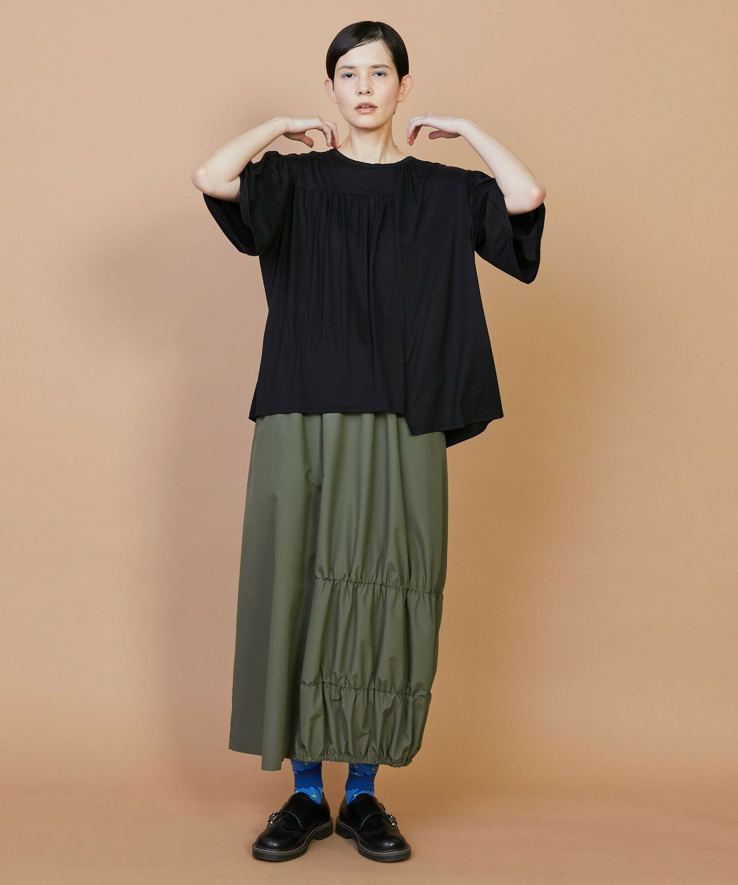 【FRAPBOIS】パネルギャザー カットソー 詳細画像 ブラック 11