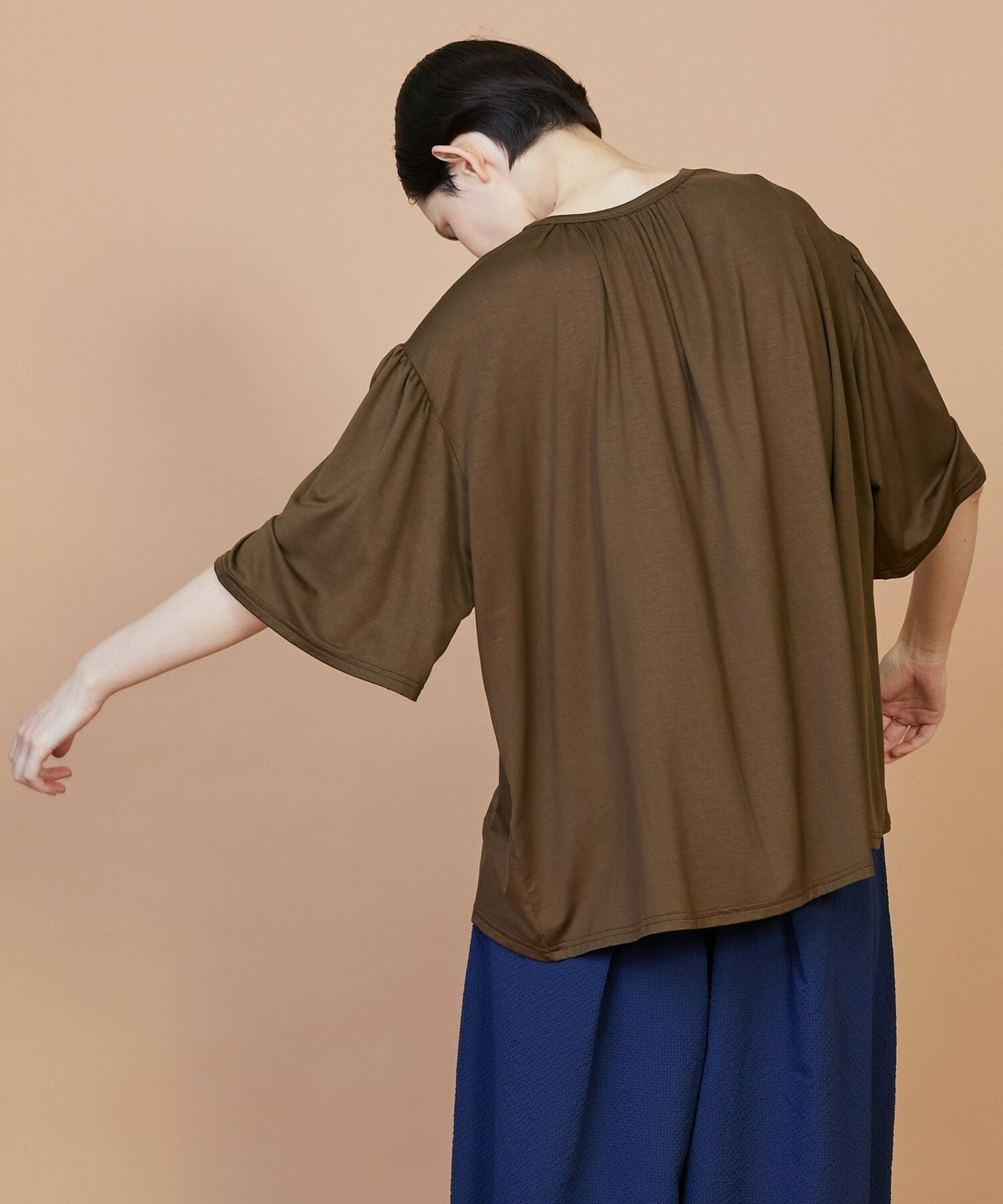 【FRAPBOIS】パネルギャザー カットソー 詳細画像 ブラック 2