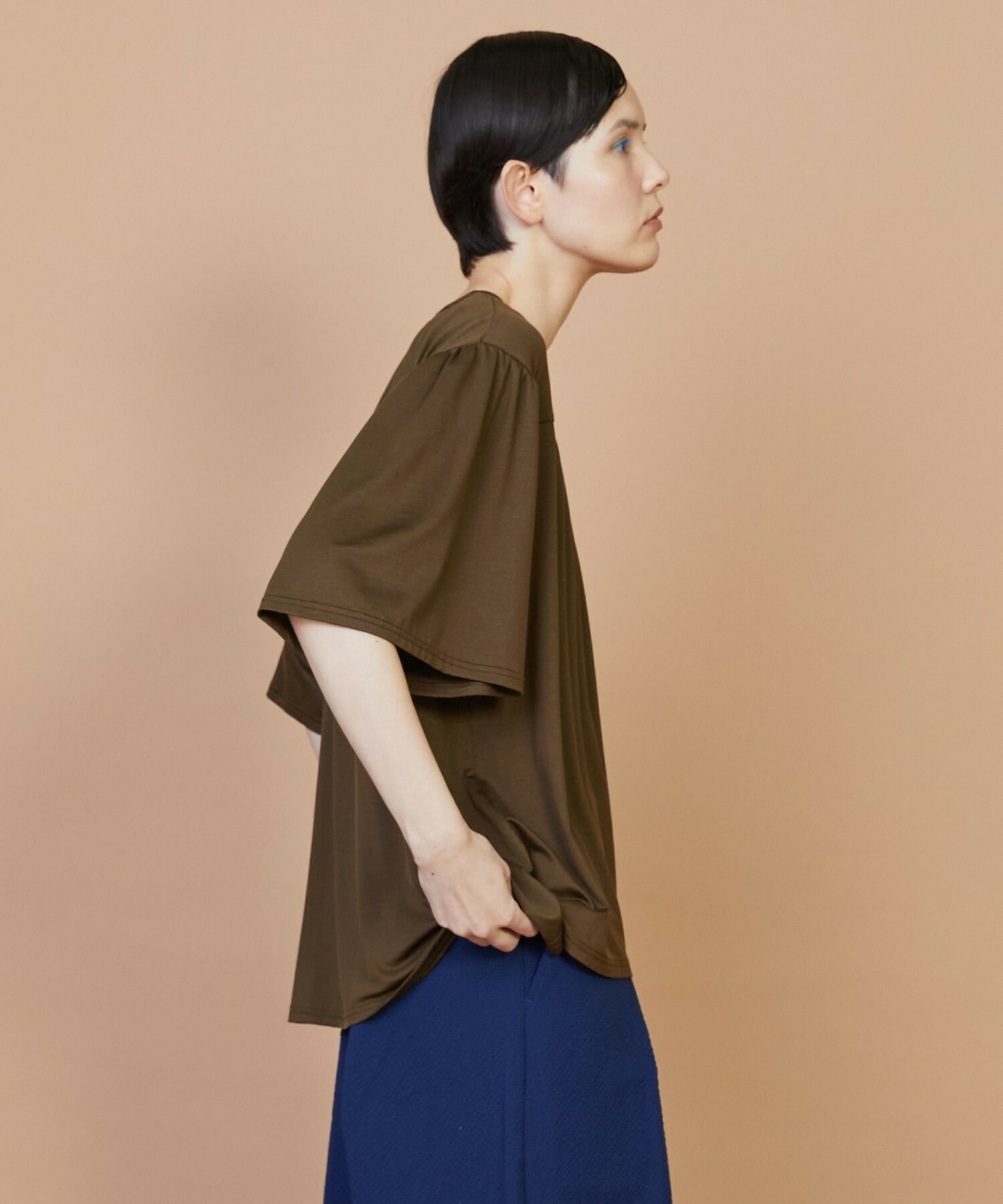 【FRAPBOIS】パネルギャザー カットソー 詳細画像 ブラック 3