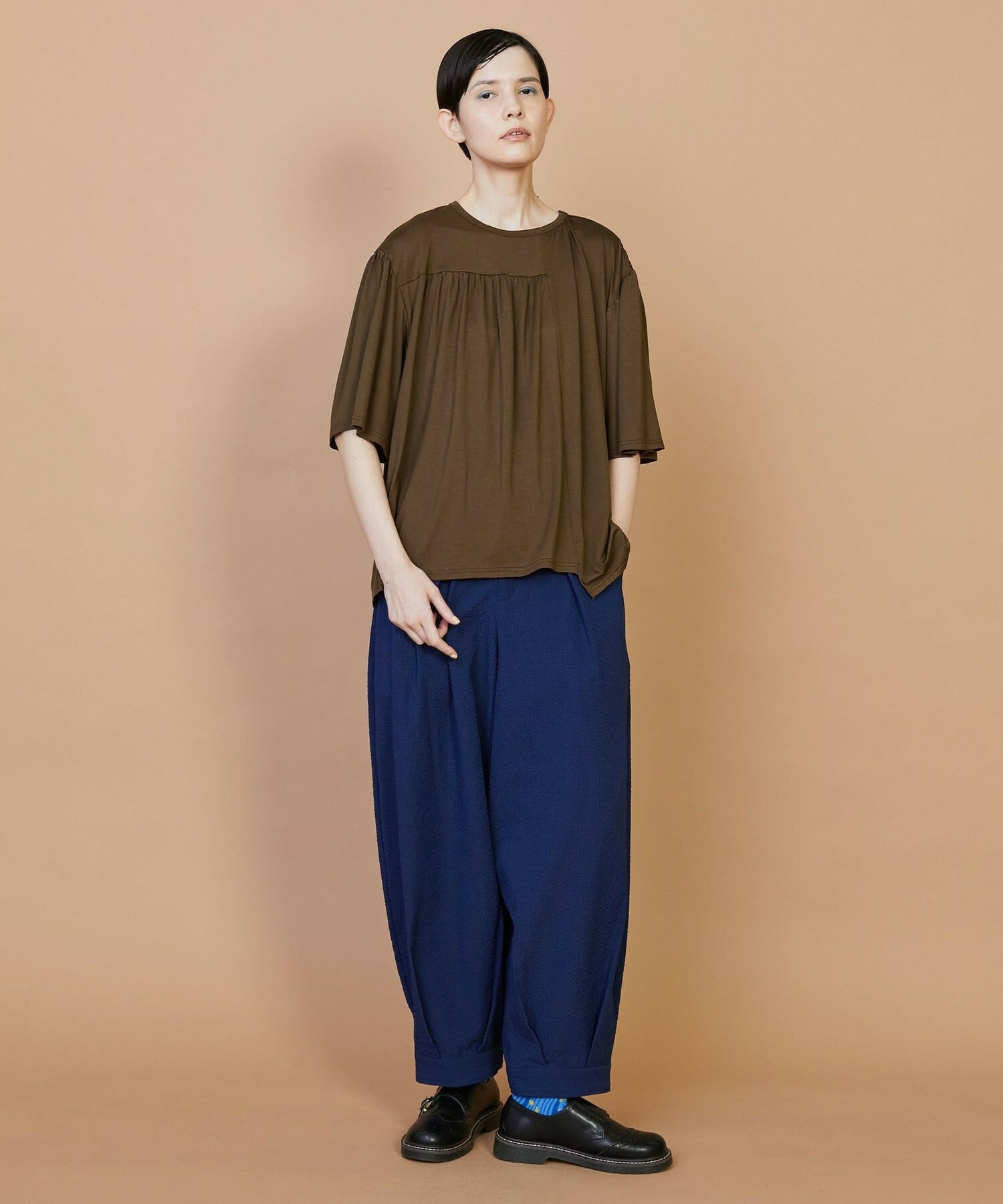 【FRAPBOIS】パネルギャザー カットソー 詳細画像 ブラック 7