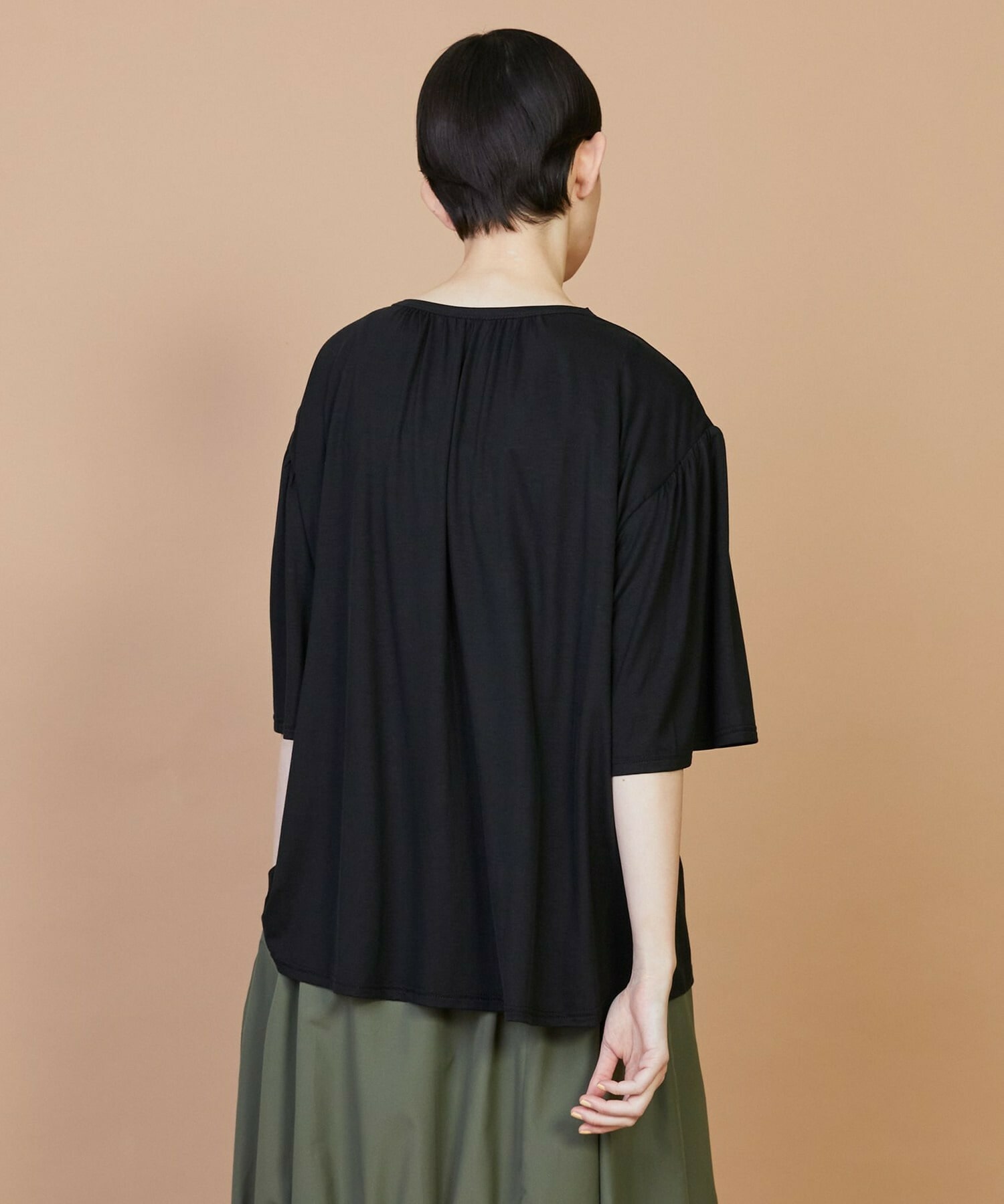 【FRAPBOIS】パネルギャザー カットソー 詳細画像 ブラック 9