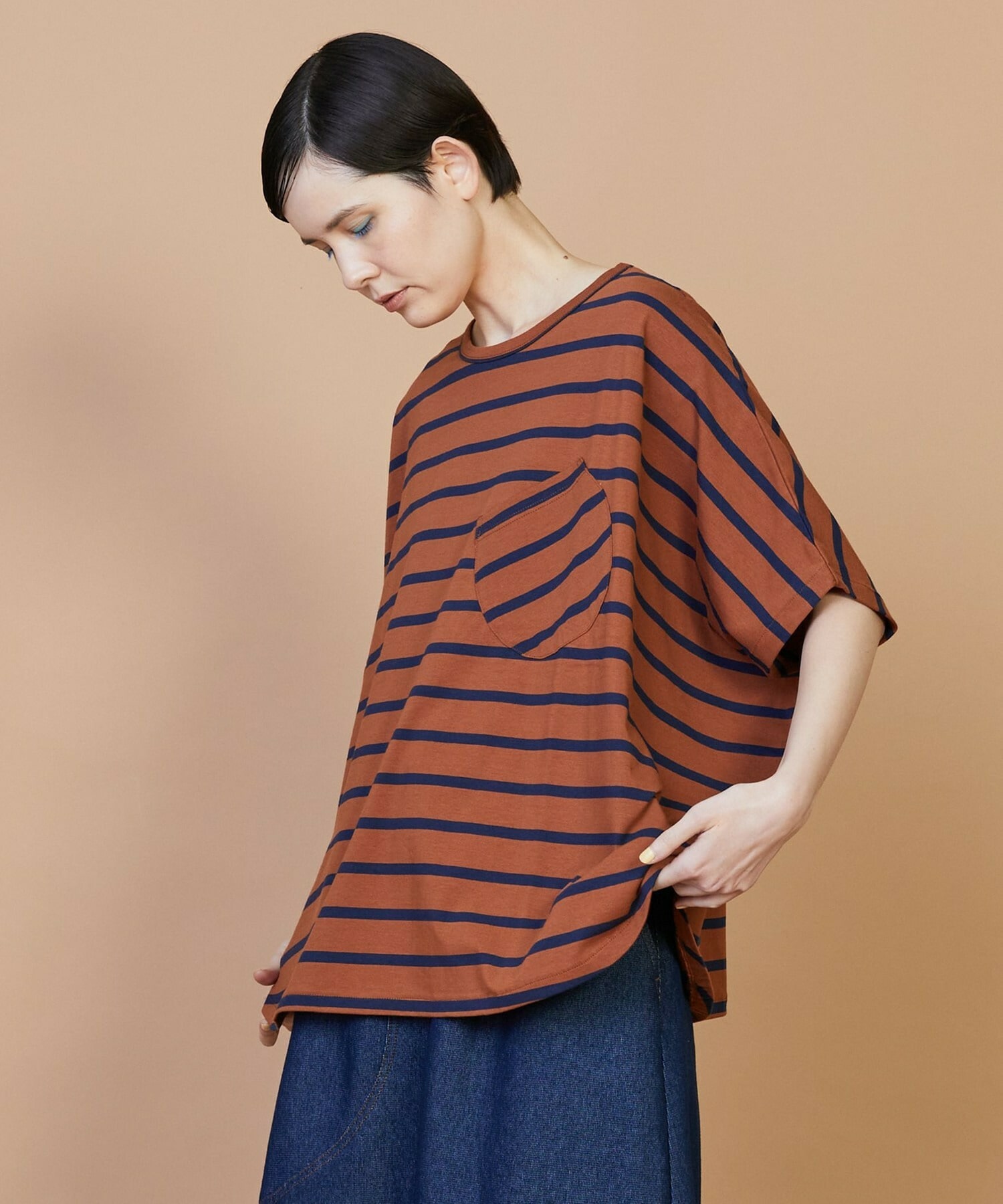 【FRAPBOIS】サークルボーダー カットソー 詳細画像 ブラック 1