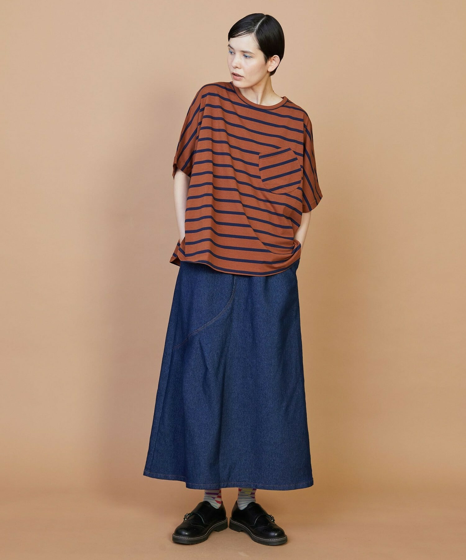 【FRAPBOIS】サークルボーダー カットソー 詳細画像 ブラック 5