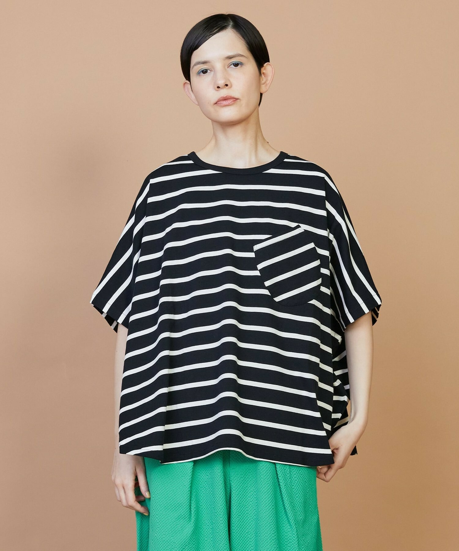 【FRAPBOIS】サークルボーダー カットソー 詳細画像 ブラック 1