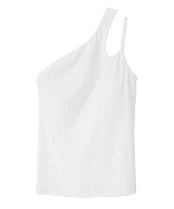 YOGA FITアシメミドルトップス/パット付き・UVカット・吸汗速乾・ホットヨガ対応・水着・水陸両用 詳細画像 ホワイト 1