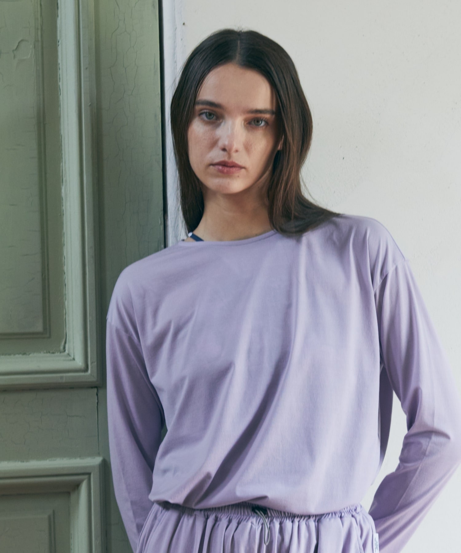 【Julier】ライトプライム バッククロスプルオーバー/エコ・UVカット・吸汗速乾・ホットヨガ対応・ラッシュガード 詳細画像 ラベンダー 1