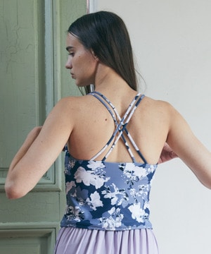 【Julier】flash flowerプリントキャミソール/パット付き・UVカット・吸汗速乾・ホットヨガ対応・水着・水陸両用 詳細画像 ブルー 2