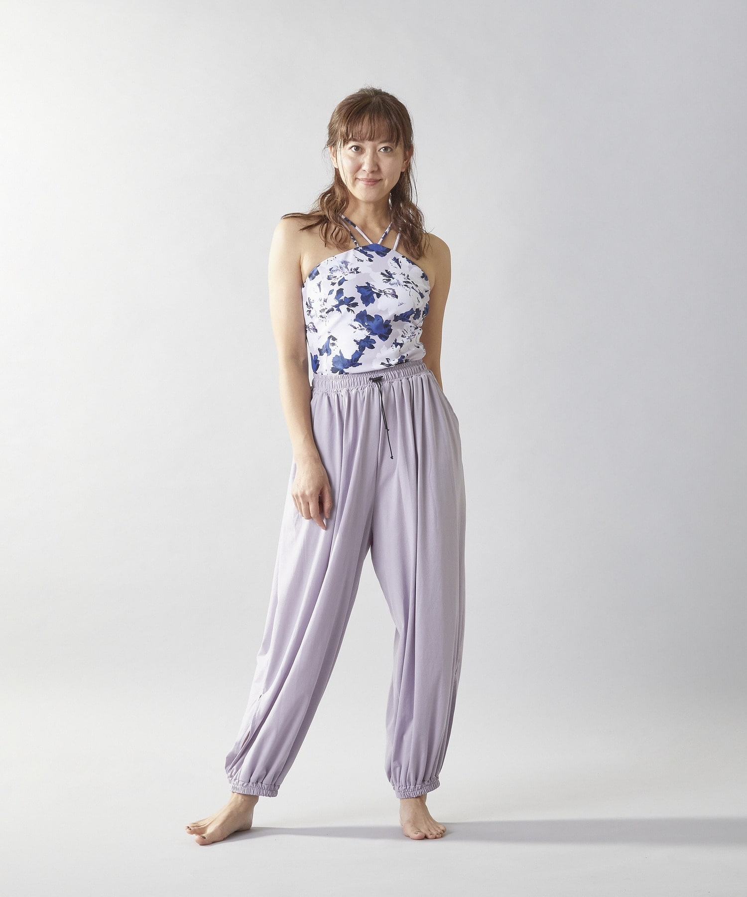 【Julier】flash flowerプリントキャミソール/パット付き・UVカット・吸汗速乾・ホットヨガ対応・水着・水陸両用 詳細画像 ブルー 19