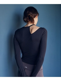 【Julier】エコシーベア天ロングスリーブプルオーバー/パット付き・エコ・UVカット・吸汗速乾・ホットヨガ対応・ラッシュガード  詳細画像 ブラック 3