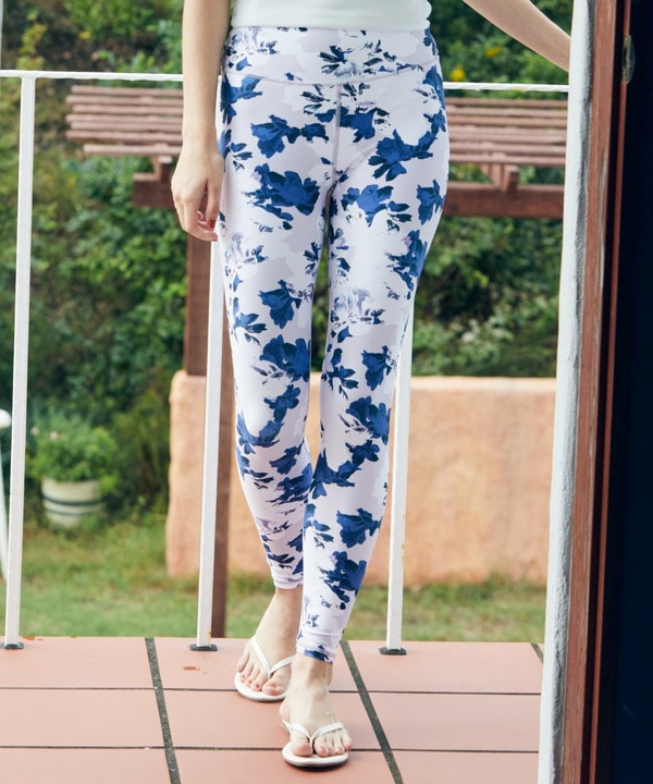 【Julier】flash flowerプリントレギンス/UVカット・吸汗速乾・ホットヨガ対応・水着・水陸両用