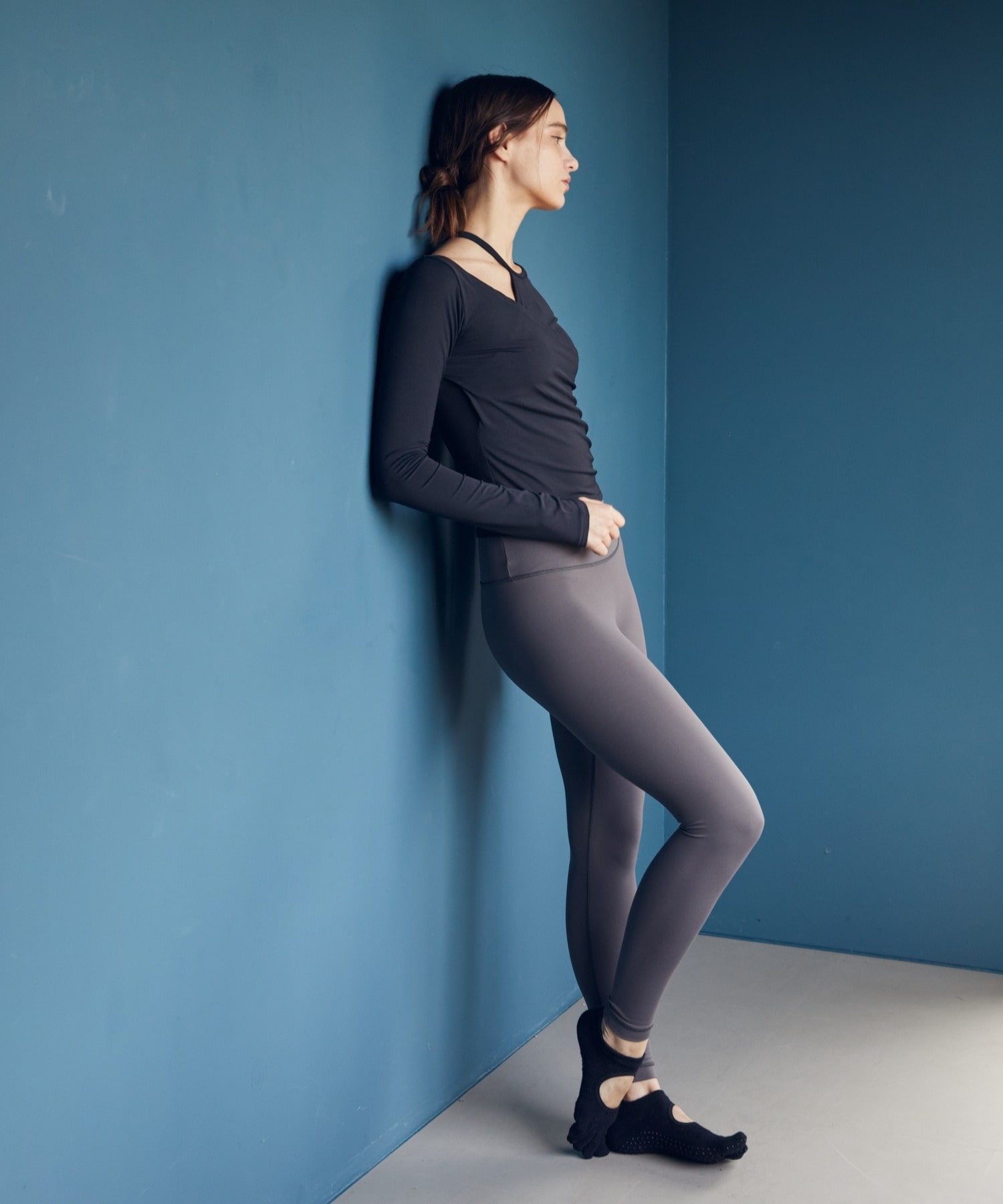 【Julier】【定番】YOGA FITレギンス/UVカット・吸汗速乾・ホットヨガ対応・水着・水陸両用 詳細画像 ブラック 5