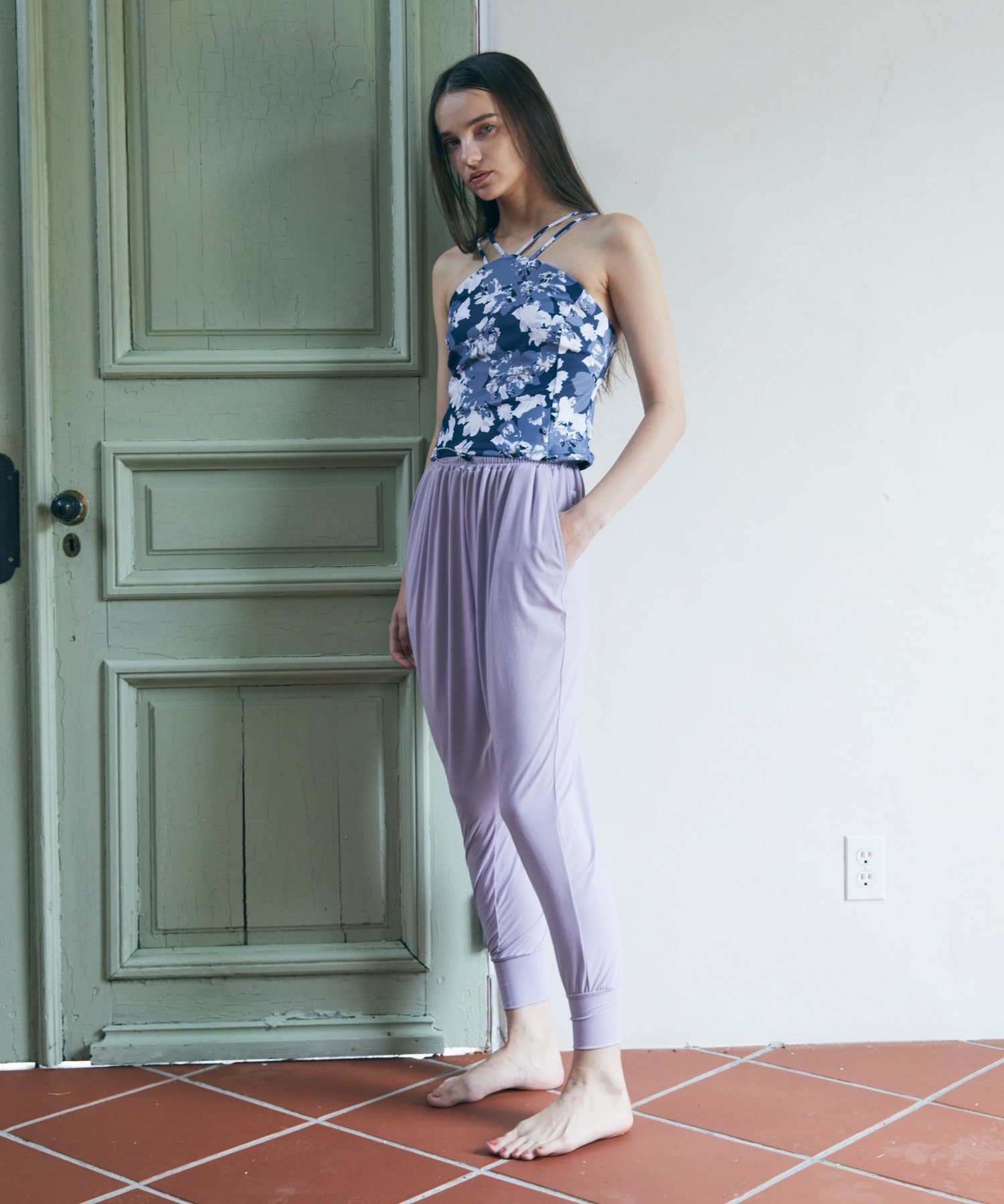 【Julier】【定番】ライトプライムギャザーパンツ/エコ・UVカット・吸汗速乾・ホットヨガ対応・ラッシュガード 詳細画像 ネイビー 4