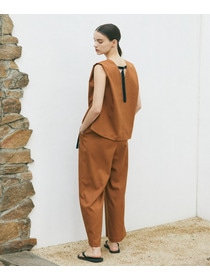 【Julier】ジェントルツイルギャザーパンツ/UVカット・吸水速乾・接触冷感 詳細画像 ネイビー 5