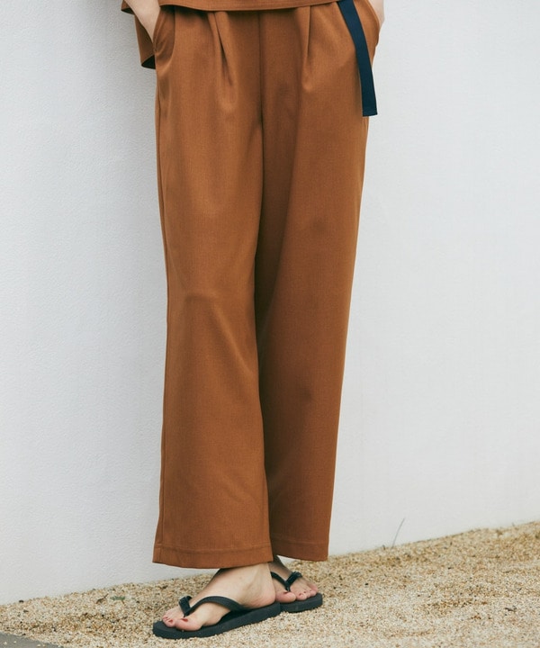 【Julier】ジェントルツイルギャザーパンツ/UVカット・吸水速乾・接触冷感