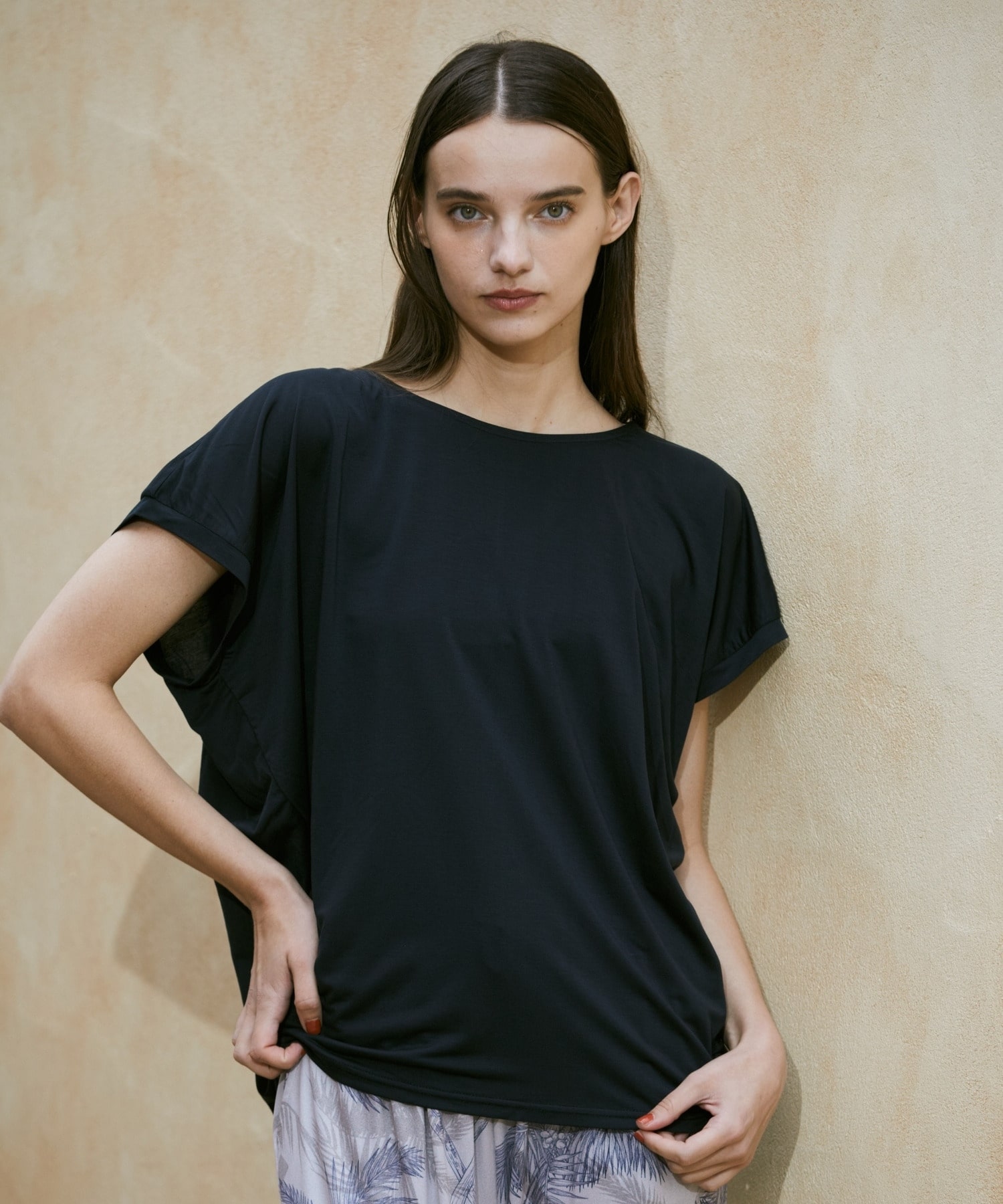 【Julier】マイクロ天竺ドレープトップス/エコ・マタニティ対応 詳細画像 ブラック 1