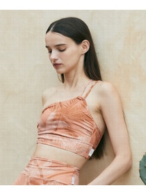 【Julier】palm treeアシンメトリーブラトップ/パット付き・UVカット・吸汗速乾・ホットヨガ対応・水着・水陸両用 詳細画像 オレンジ 11
