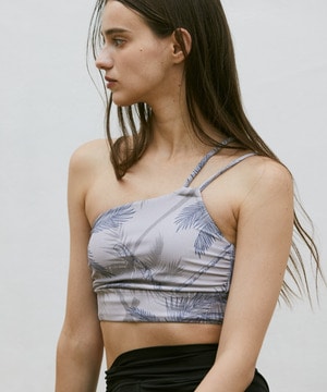 【Julier】palm treeアシンメトリーブラトップ/パット付き・UVカット・吸汗速乾・ホットヨガ対応・水着・水陸両用 詳細画像 ベージュ 1