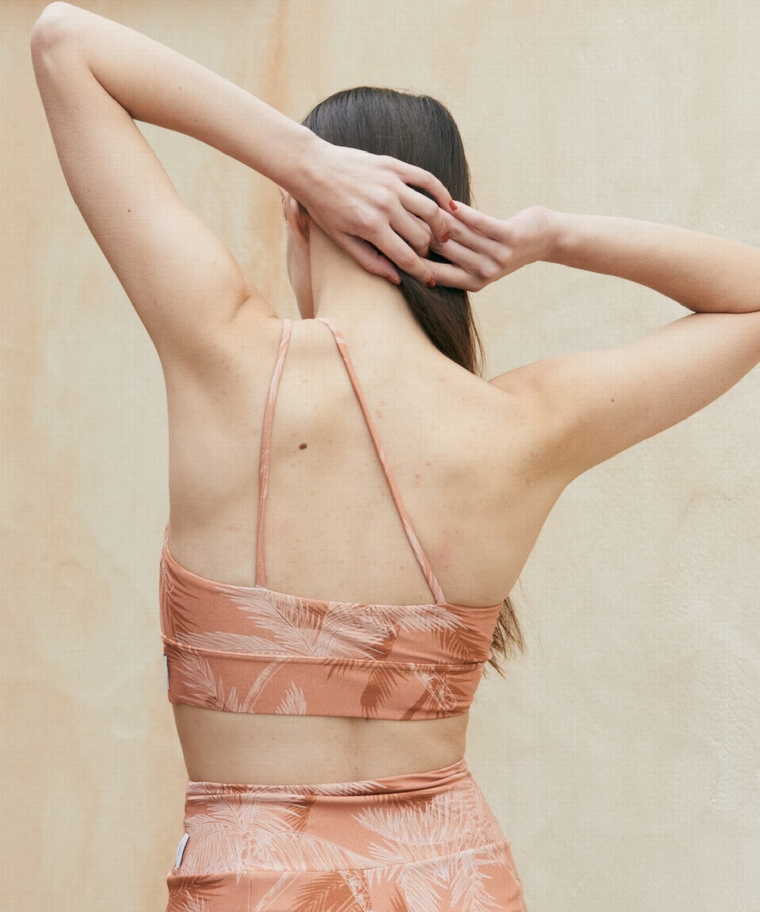 【Julier】palm treeアシンメトリーブラトップ/パット付き・UVカット・吸汗速乾・ホットヨガ対応・水着・水陸両用 詳細画像 オレンジ 12