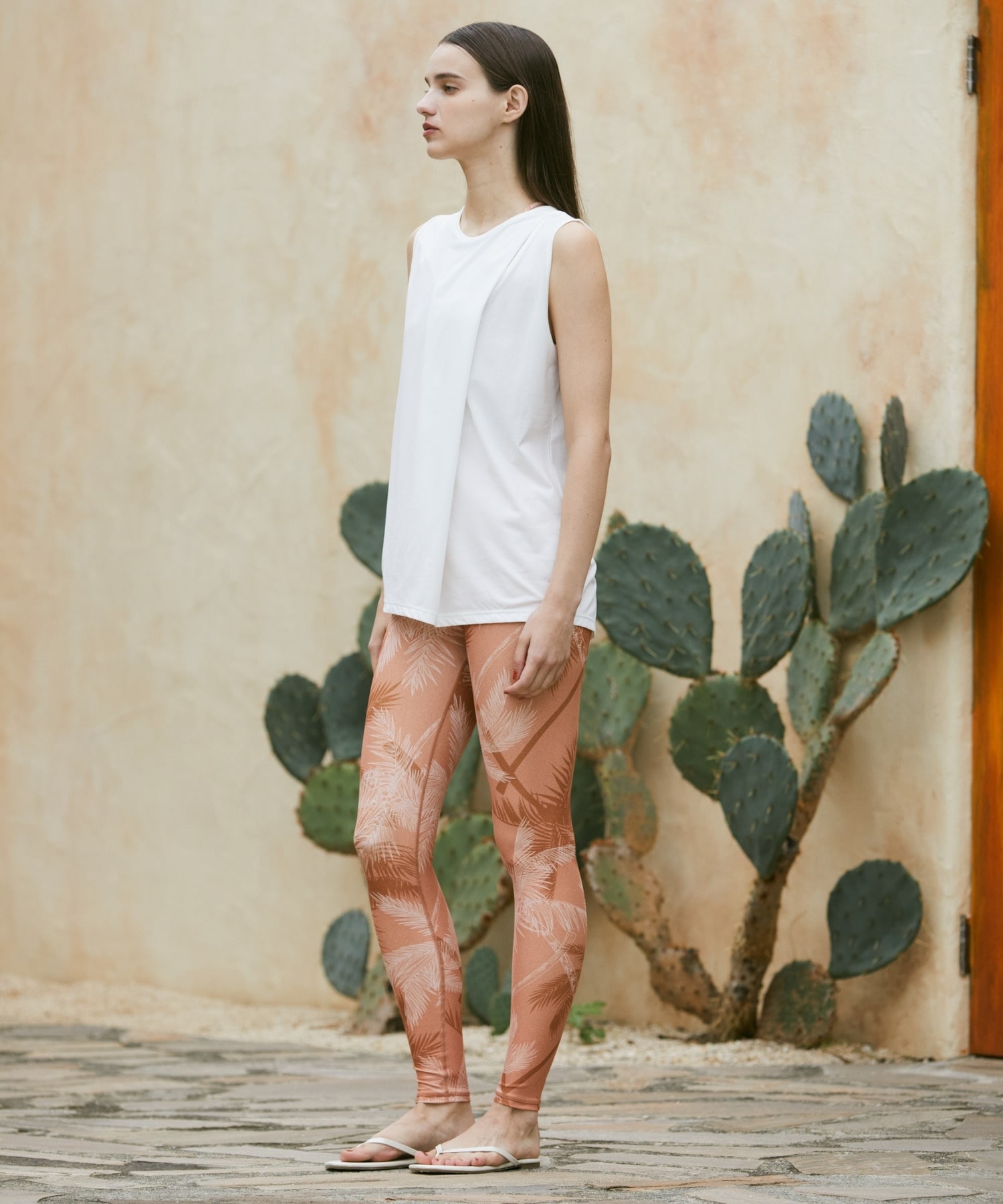 【Julier】palm treeプリントスーパーハイレギンス/UVカット・吸汗速乾・ホットヨガ対応・水着・水陸両用 詳細画像 オレンジ 6