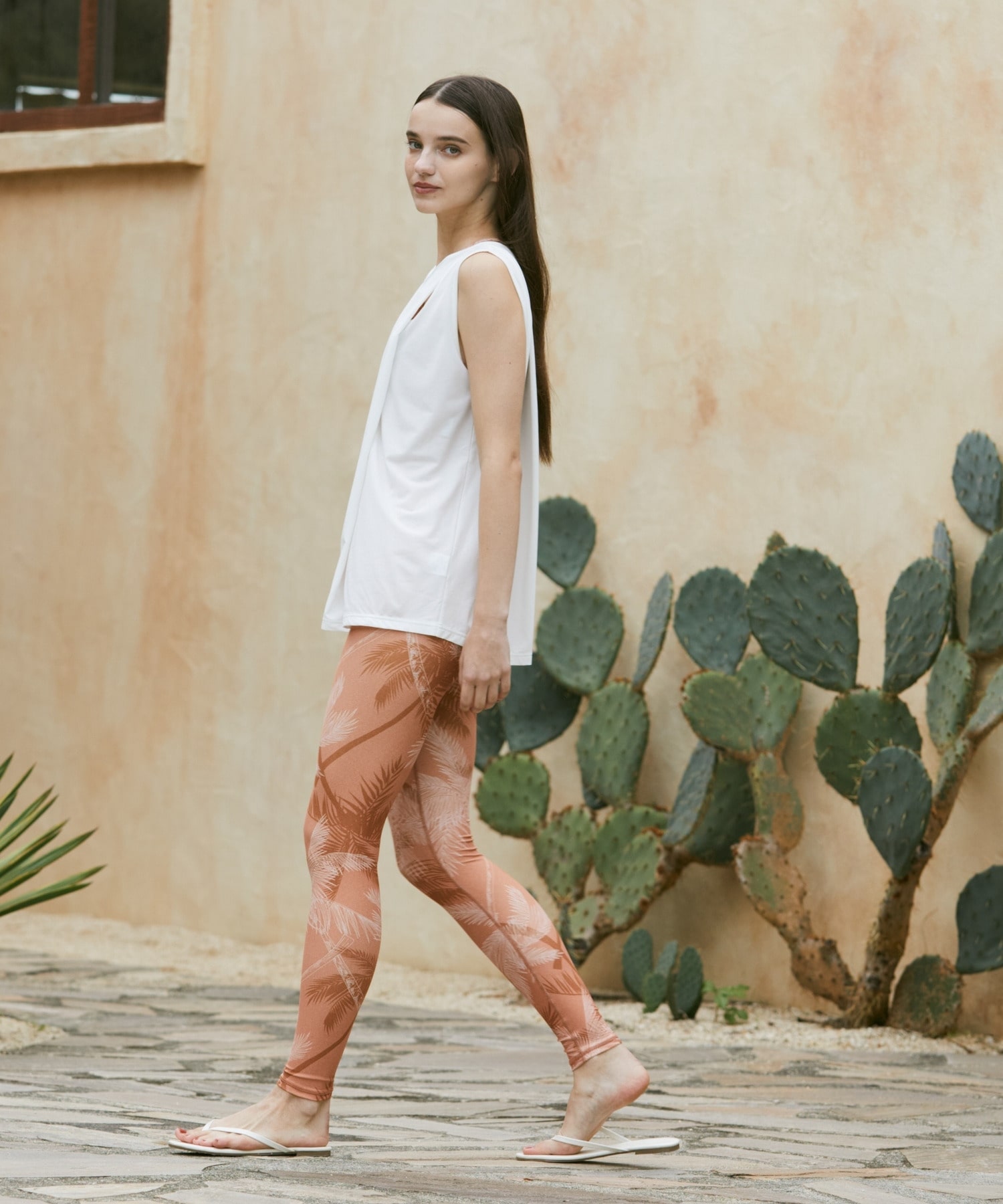 【Julier】palm treeプリントスーパーハイレギンス/UVカット・吸汗速乾・ホットヨガ対応・水着・水陸両用 詳細画像 オレンジ 7