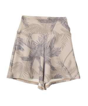 【Julier】palm treeプリントショートパンツ/UVカット・吸汗速乾・ホットヨガ対応・水着・水陸両用 詳細画像 ベージュ 1