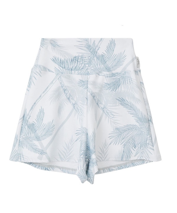 palm treeプリントショートパンツ/UVカット・吸汗速乾・ホットヨガ対応・水着・水陸両用 詳細画像 ホワイト 1