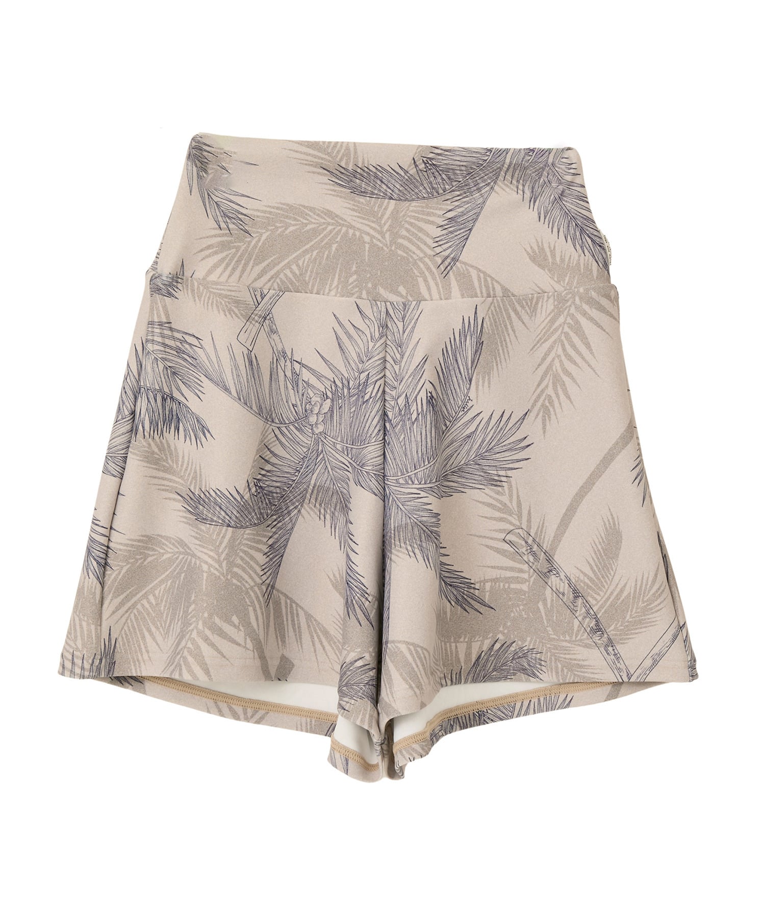 【Julier】palm treeプリントショートパンツ/UVカット・吸汗速乾・ホットヨガ対応・水着・水陸両用 詳細画像 ベージュ 1