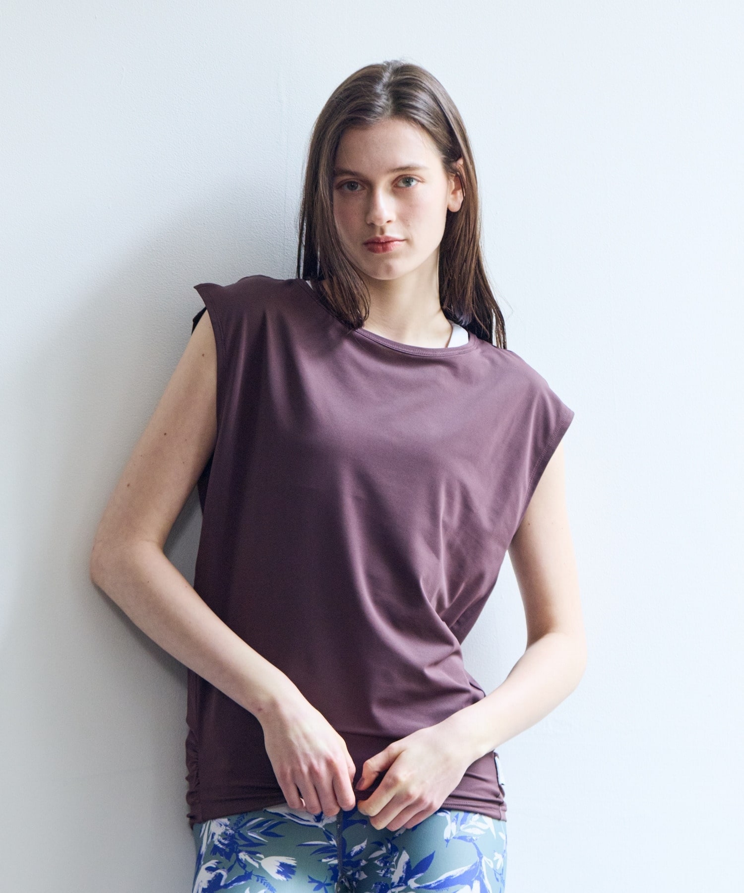 【Julier】【定番】Ecocoベア天竺チュニック/エコ・UVカット・吸汗速乾・ハイストレッチ・ホットヨガ対応・ラッシュガード 詳細画像 ブラウン 1