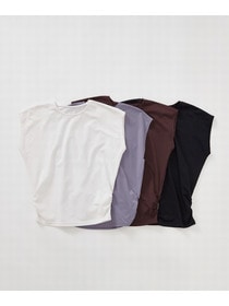 【Julier】【定番】Ecocoフレンチスリーブトップス/エコ・UVカット・吸汗速乾・ハイストレッチ・ホットヨガ対応・ラッシュガード 詳細画像 ブラック 6