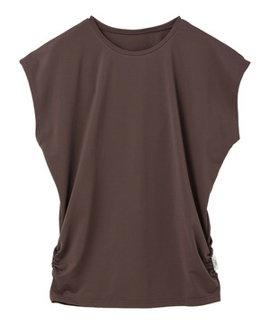 【Julier】【定番】Ecocoフレンチスリーブトップス/エコ・UVカット・吸汗速乾・ハイストレッチ・ホットヨガ対応・ラッシュガード 詳細画像 ブラウン 1