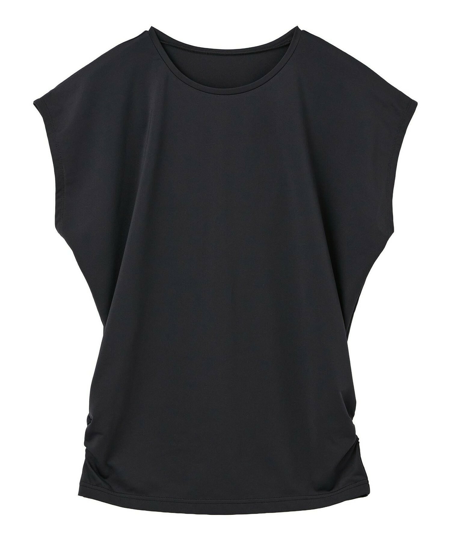 【Julier】【定番】Ecocoフレンチスリーブトップス/エコ・UVカット・吸汗速乾・ハイストレッチ・ホットヨガ対応・ラッシュガード 詳細画像 ブラック 1