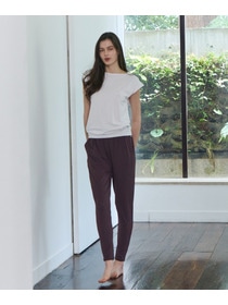 【Julier】【定番】Ecocoギャザーパンツ/エコ・UVカット・吸汗速乾・ハイストレッチ・ホットヨガ対応・ラッシュガード・マタニティ対応 詳細画像 ブラック 2
