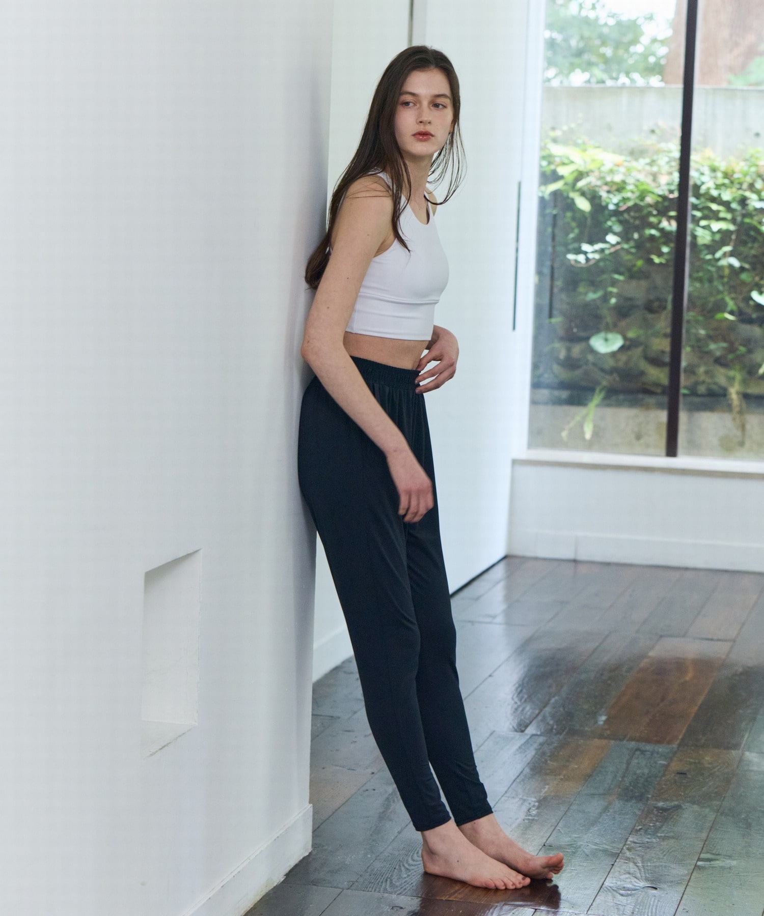 【Julier】【定番】Ecocoギャザーパンツ/エコ・UVカット・吸汗速乾・ハイストレッチ・ホットヨガ対応・ラッシュガード・マタニティ対応 詳細画像 ブラック 3
