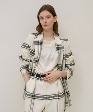 リネンチェックローラマイルジャケットリネンチェックローラマイルジャケット