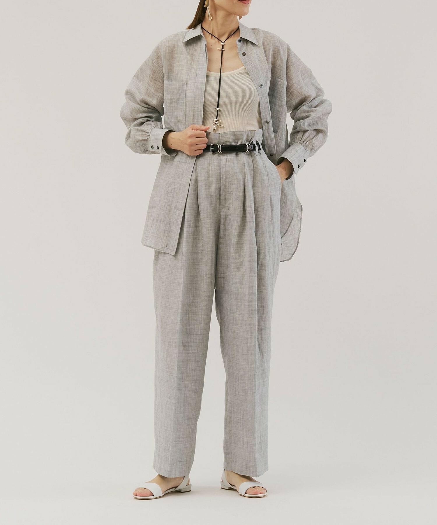 【unbilanc】ラミール3タックトラウザー 詳細画像 ライトグレー 3